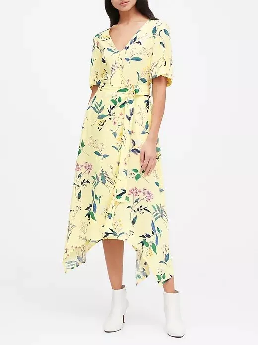 Banana republic yellow floral sale dress