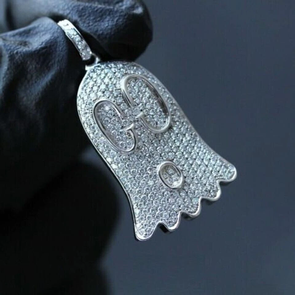 Ciondolo Gucci Diamante Fantasma Gucci Diamante Placcato Oro Bianco 14K Argento 0 50Ct Creato in Laboratorio