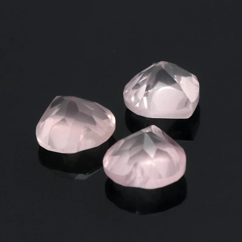 Lote de 20 piezas piedras preciosas sueltas corte facetado forma corazón cuarzo rosa natural 4 mm Foto 3 de 4