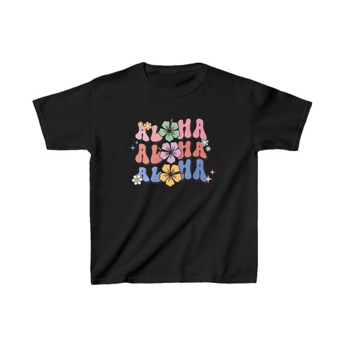 Aloha Kids Youth Tee Retro Floral Hawaiian Flowers 70s 80s Beach Trendy T-Shirt - Picture 6 of 33