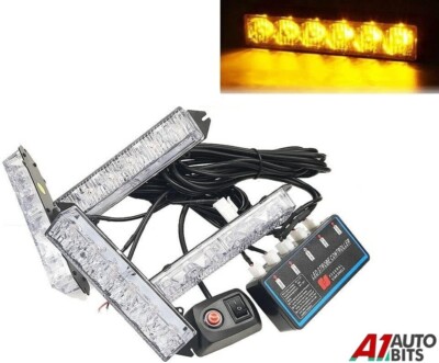 Warnung Gefahr Notfall gelb vorne hinten Kühlergrill Stroboskop Blitz 24 LED Licht Kit