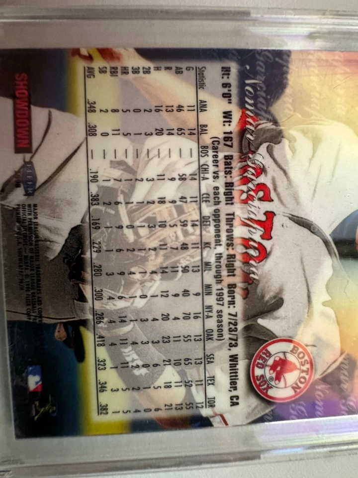 1998 Flair Showcase ROW 1 #5 Nomar Garciaparra RARE SHIMMER REFRACTOR PARALLEL - Image 4 of 4