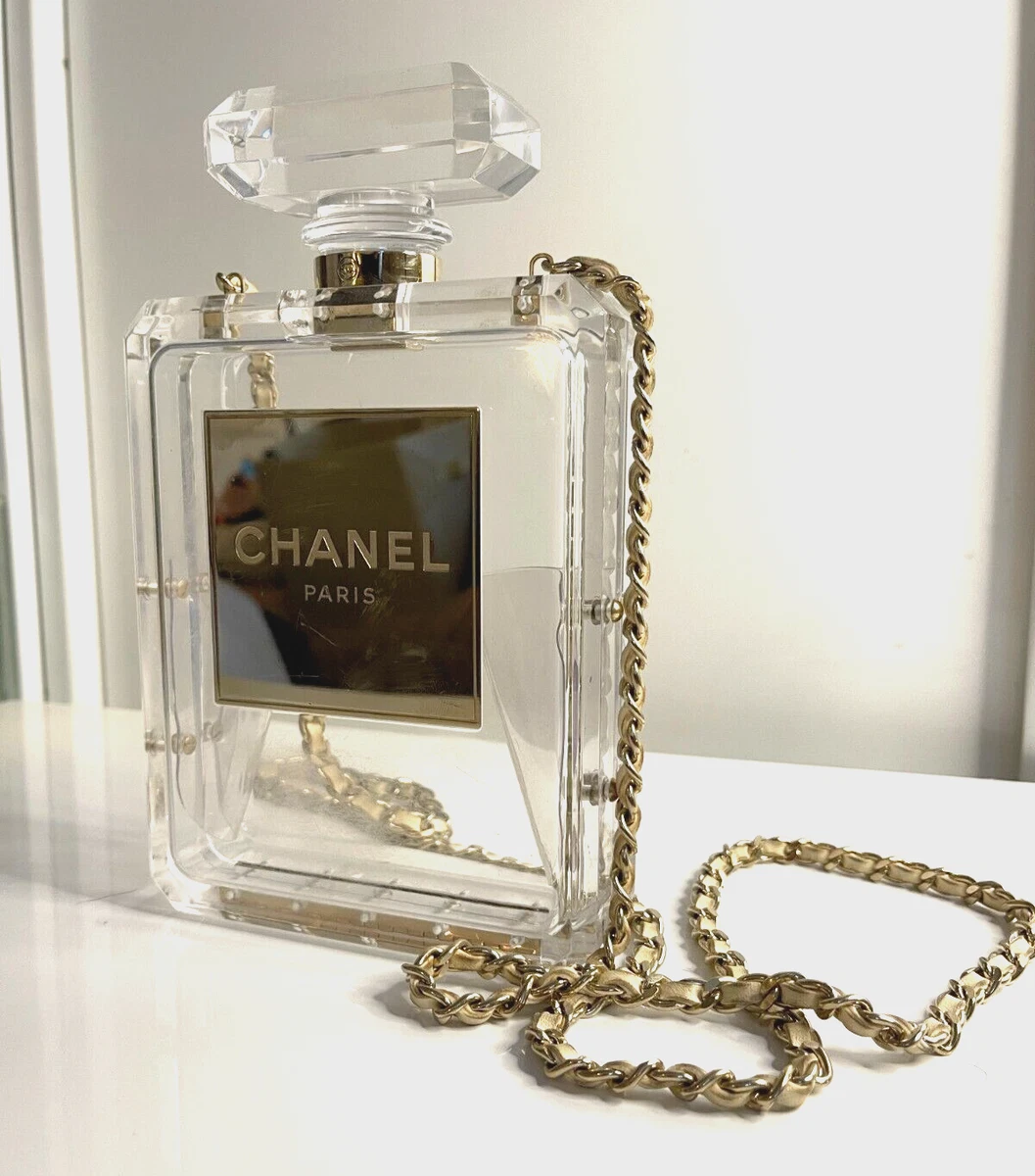 CHANEL Transluscent Plexiglass Perfume Bottle Clutch 216010