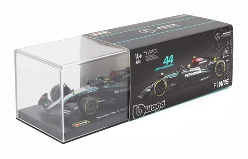 MERCEDES GP F1 W15 2024 #44 HAMILTON BURAGO 1/43 + VETRINA 18-38209-H
