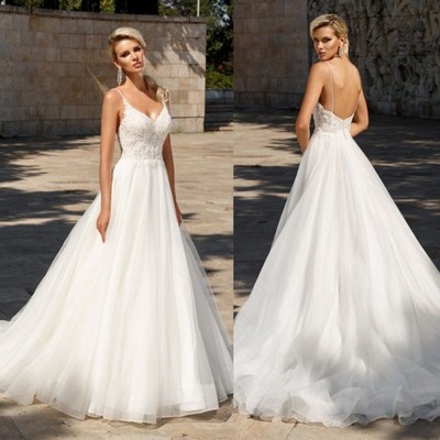 spaghetti strap beach wedding dress
