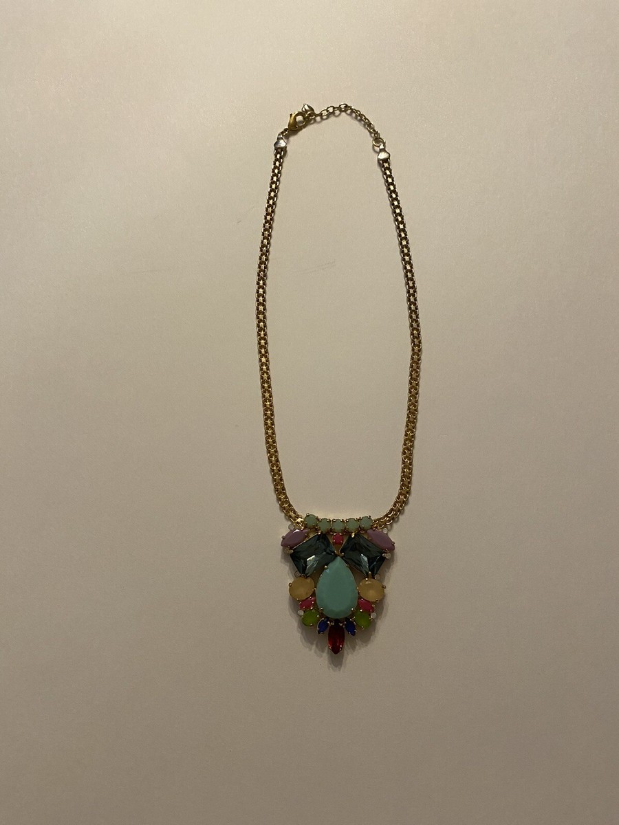 VINTAGE CAROLEE GOLD TONE MULTI COLOR NECKLACE