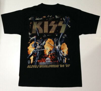NEW Vintage KISS Band Alive Worldwide '96 '97 Tour T-Shirt | eBay