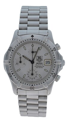 Vintage Men's Tag Heuer 38mm 2000 Series Chronograph Watch 262.206