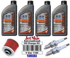 Yamaha V Star 1100 Oil Change Tune Up Kit 20W50 4 Liters Spark Plugs Oil Filter
