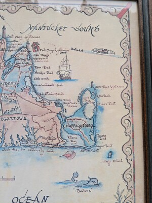 Rare Xandra Fisher Handmade Map Copyright 1979 Martha's Vineyard