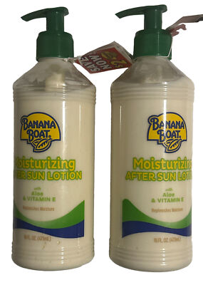 Lot of 2 Banana Boat Moisturizing After Sun Lotion Aloe Vitamin E 16 oz