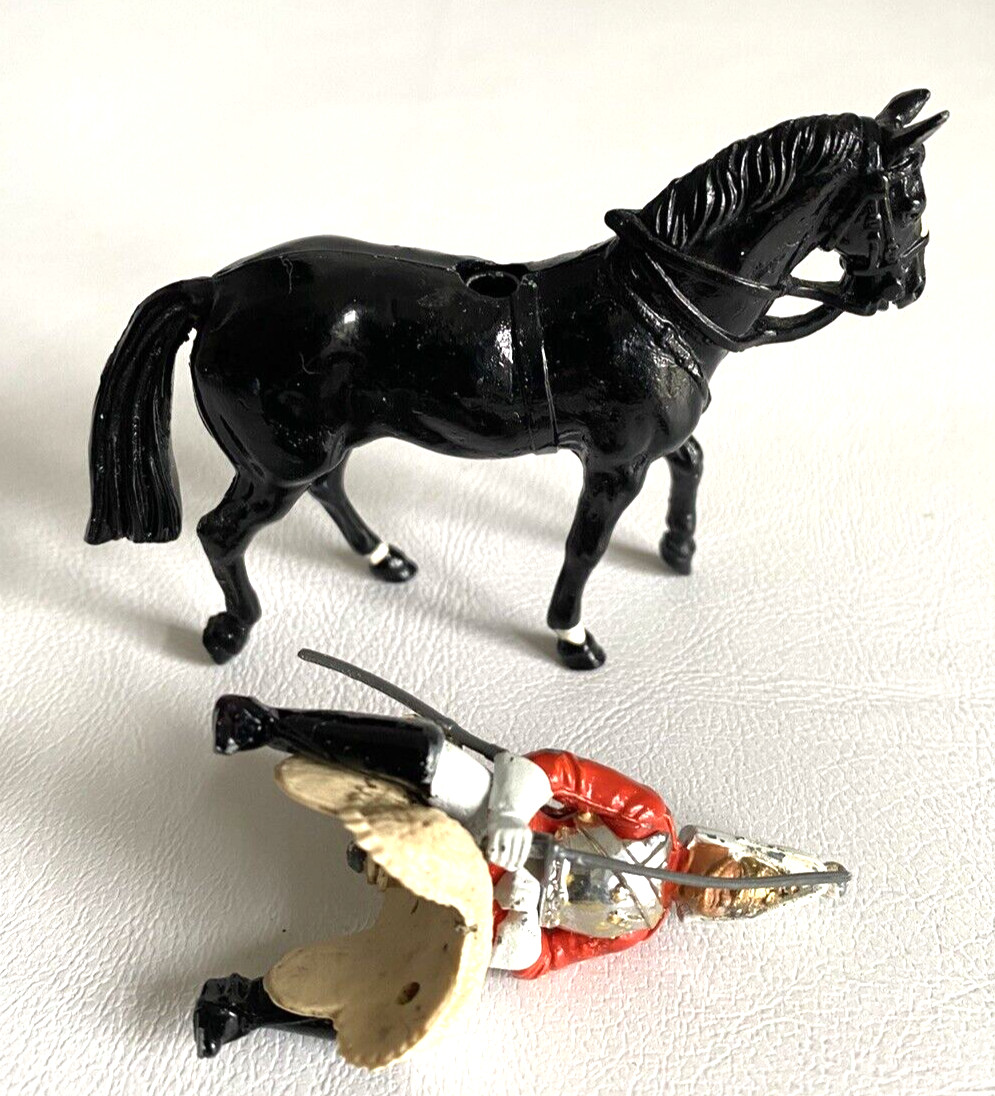 Vintage British Cast Iron Mounted Soldier Figurine 3.5"x3.5"