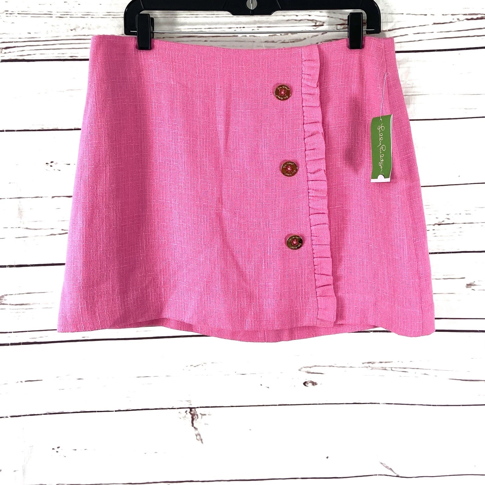 Lilly Pulitzer Skirt Women’s 10 Pink Hayes Skirt Twill Linen Blend Ruffles NWT