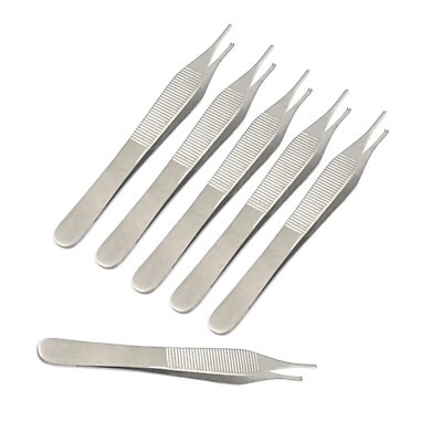 6pcs Adson Tissue Forceps 4.75'' with 1x2 Teeth Tip Surgical Dental Instruments