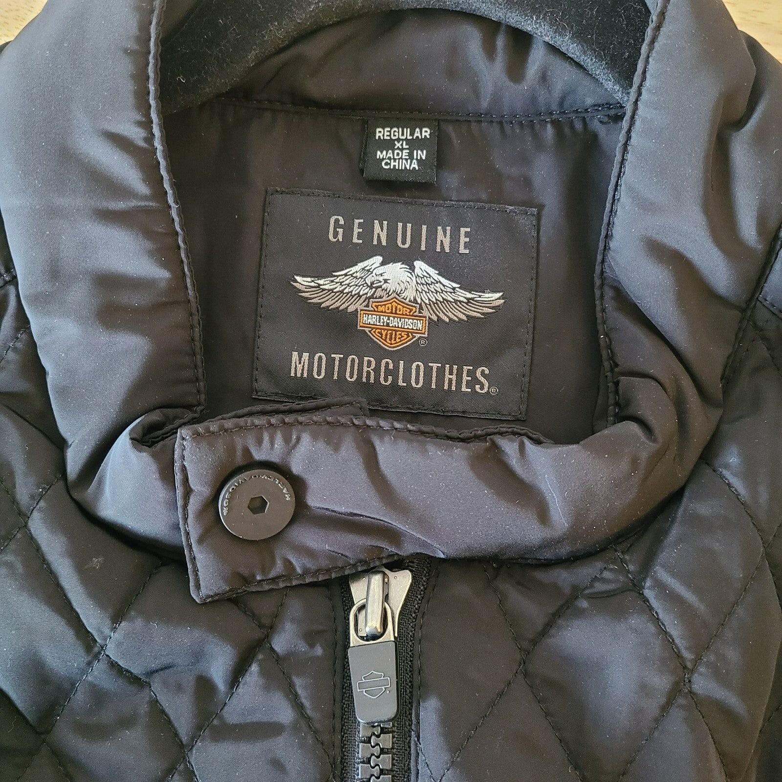 Harley Davidson Men's Quilted Black Bomber Jacket Siz… Gem