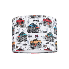 Modern and Colourful Monster Trucks Kids Cotton Fabric Drum Lamp Shade - 25cm...