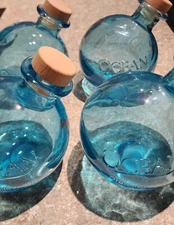 Set of 4 Ocean Earth's Organic Vodka Bottles Empty 750ML With Corks Hawaiian 