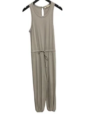 Grade and Gather Sleeveless Jogger Jumpsuit Women Small Cream Minimalist Neutral