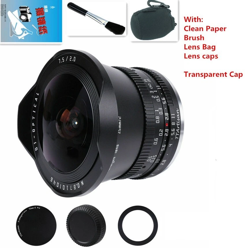 TTartisan 7.5mm F2.0 Fisheye APS-C RF Mount Lens For RF R5 R6 RP R8 Camera