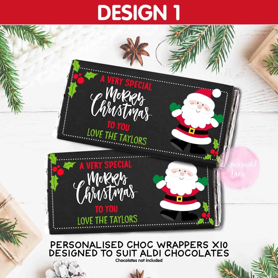 Embalagens de Natal impressas Choc chocolate Aldi festa professor presente x10 1 - Imagem 3 de 4