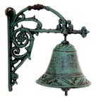 Vintage Style Dark Green Hanging Metal Bell: Home/Garden W-18cm, H-11.5, D-18cm