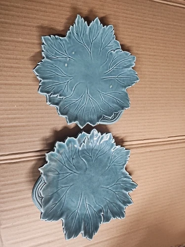 2  Vintage Woodfield by Steubenville Seafoam Green Grape Leaf Design 9" Plate