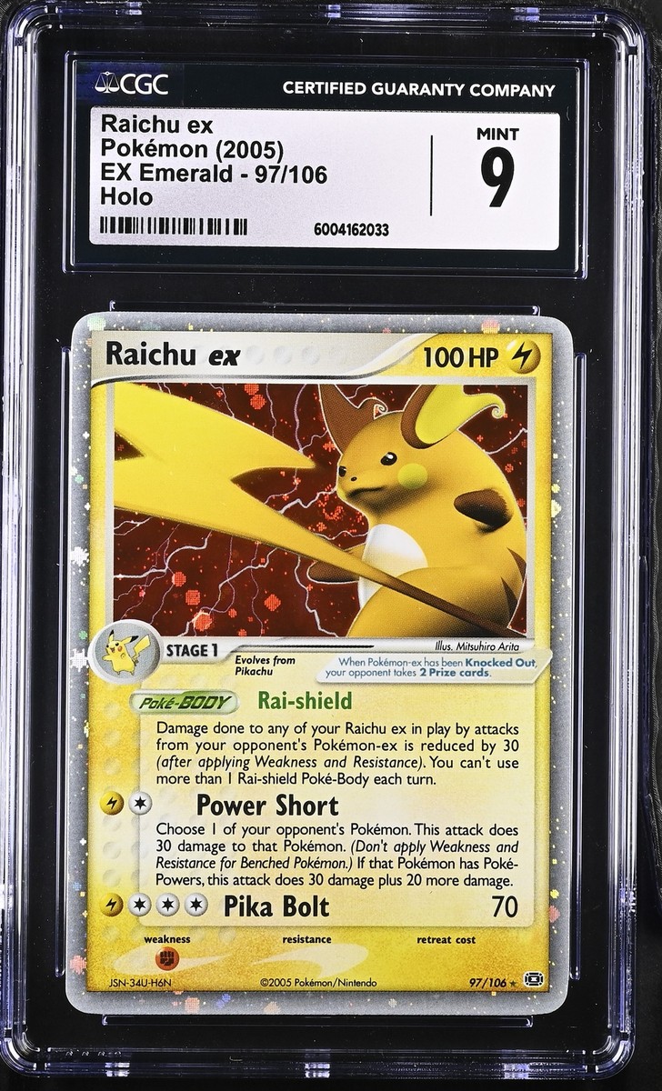 CGC 9 MINT Raichu ex 2005 EX Emerald 97/106 Holo Pokemon CGC 9 MINT Raichu ex 2005 EX Emerald 97/106 Holo Pokemon