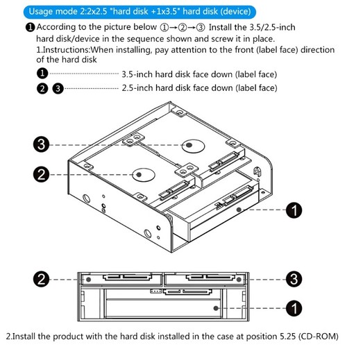 Multi-function OImaster MR-8802 HDD Cage Rack 5.25 Inch Device for 6 x2.5 SSD - Bild 7 von 8