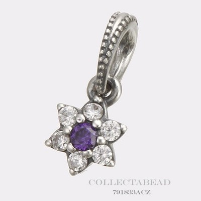 Authentic Pandora Silver Forget Me Not Purple & Clear CZ Pendant 791833ACZ
