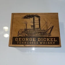 Vintage George Dickel Tennessee Whisky Wooden Slide-Top Box 