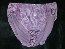 Vintage 90s Wacoal Purple Satin Nylon Second Skin Floral Lace Panties L EUC