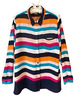 Chico's Women s Bold Colorful Stripes Boyfriend Blouse and Tank Twin Set Sz. 2-L