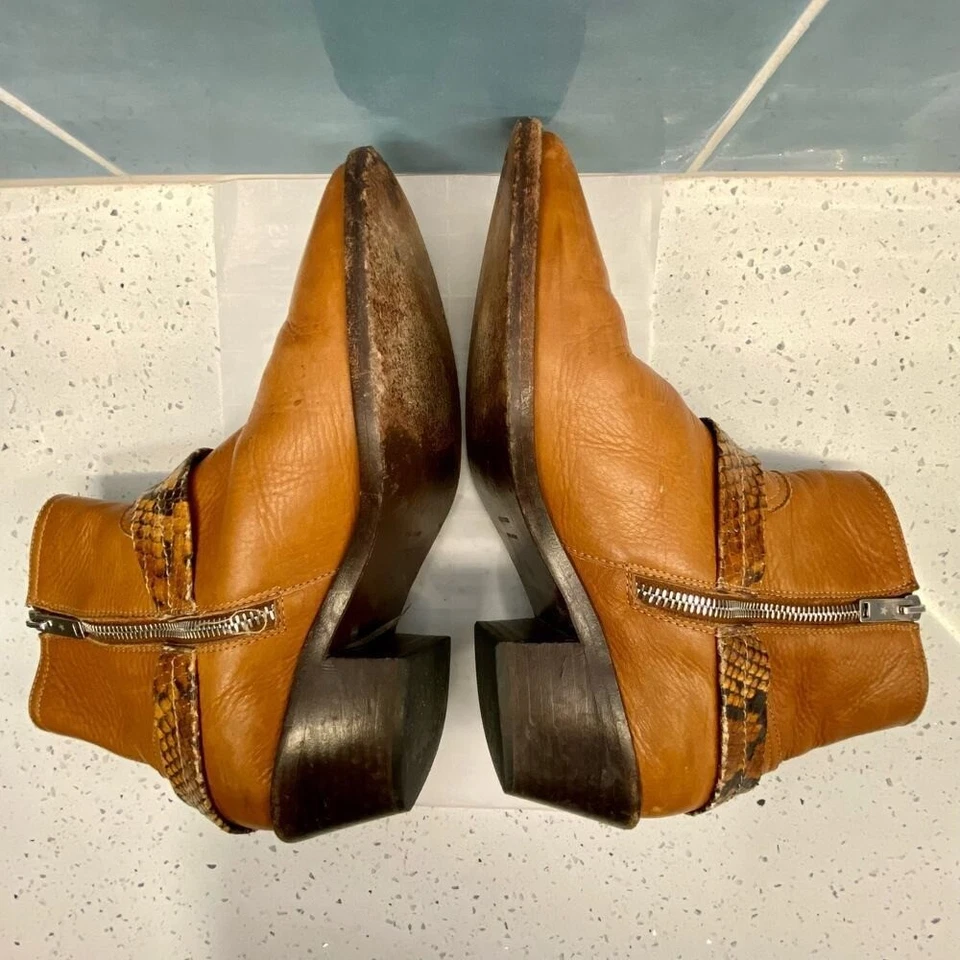 Botines Golden Goose Deluxe Bretaña Cuero Envejecido Efecto Serpiente 38 Foto 3 de 4