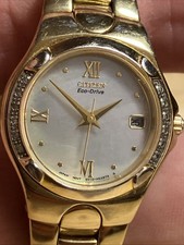 Citizen Eco-Drive E010-H52874 Pearl Dial Gold Tone Womens Watch