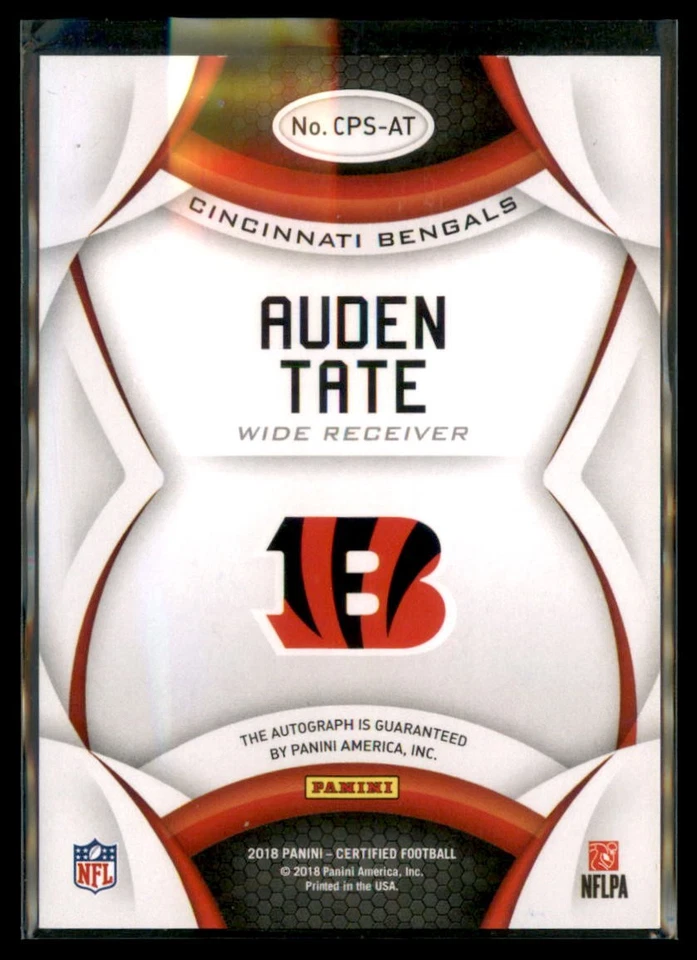 2018 Panini Certified Auden Tate Bengals CPS-AT Autograph - Image 2 of 2