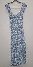 Reformation womens size 10 amethyst dress midi square neck ruffle blue floral
