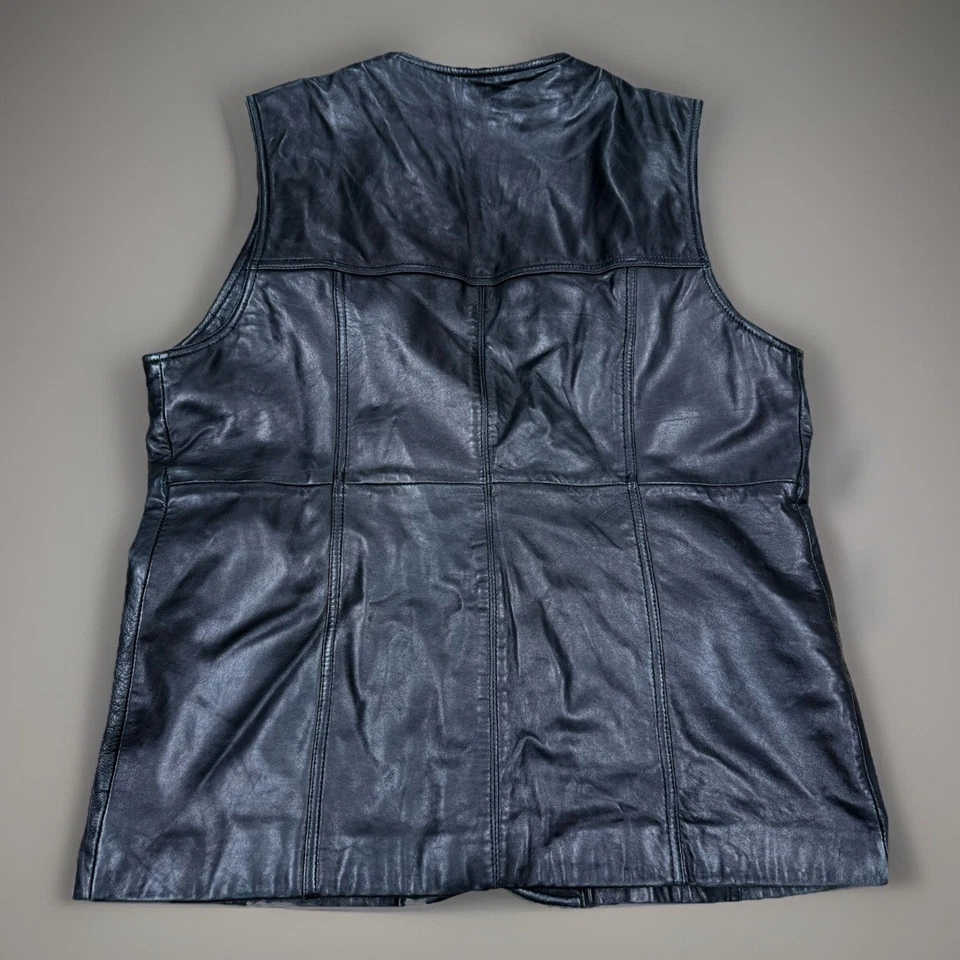 Danier Leather made in Canada! Size Large women’s black leather vest Gold Ornate - Image 2 of 4