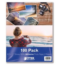 Self-Adhesive Photo Paper, Sticky , Glossy, 8.5 x 11 Inch, 100 Sheets, by