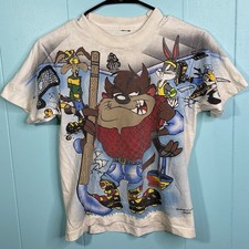 Looney Tunes Youth XL  1995 Taz Freeze New York White Graphic T Shirt
