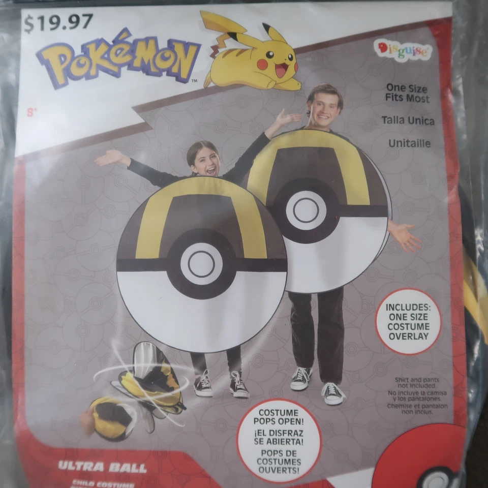 Pokemon Poke Ball Ultra Ball Pop-Out Costume Child 8+ NWT Halloween Cosplay - Imagem 3 de 4