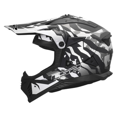 LS2 MX708 Crosshelm Fast II Grotesk Schwarz Grau Matt Helm Motocross Enduro