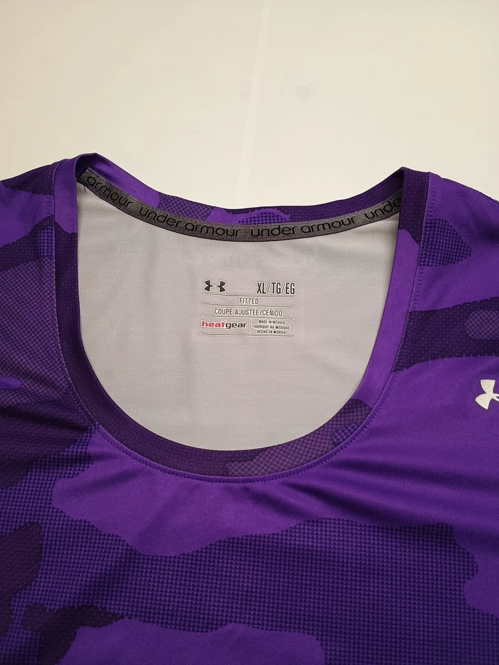 Womens Fitted XL Under Armour Purple Camo Short Sleeve T Shirt - Image 2 of 4