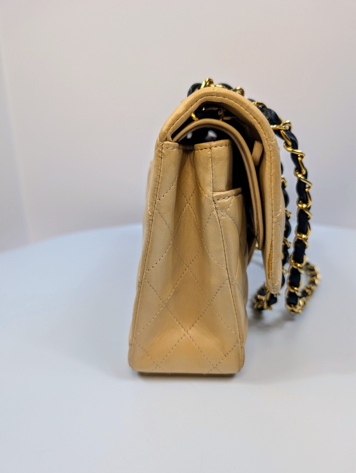 Chanel Vintage Pale Yellow/Cream Lambskin Classic Double Flap Bag (24k Plated) image 6