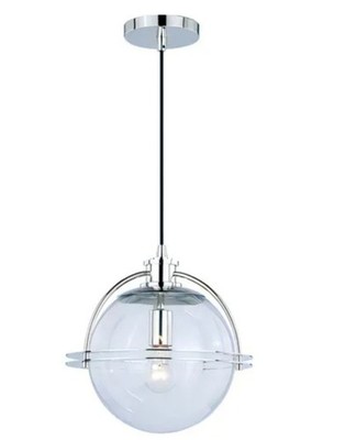 Vaxcel P0290 SATIN NICKLE 1-Light Mini Pendant Ceiling Light with Clear Glass