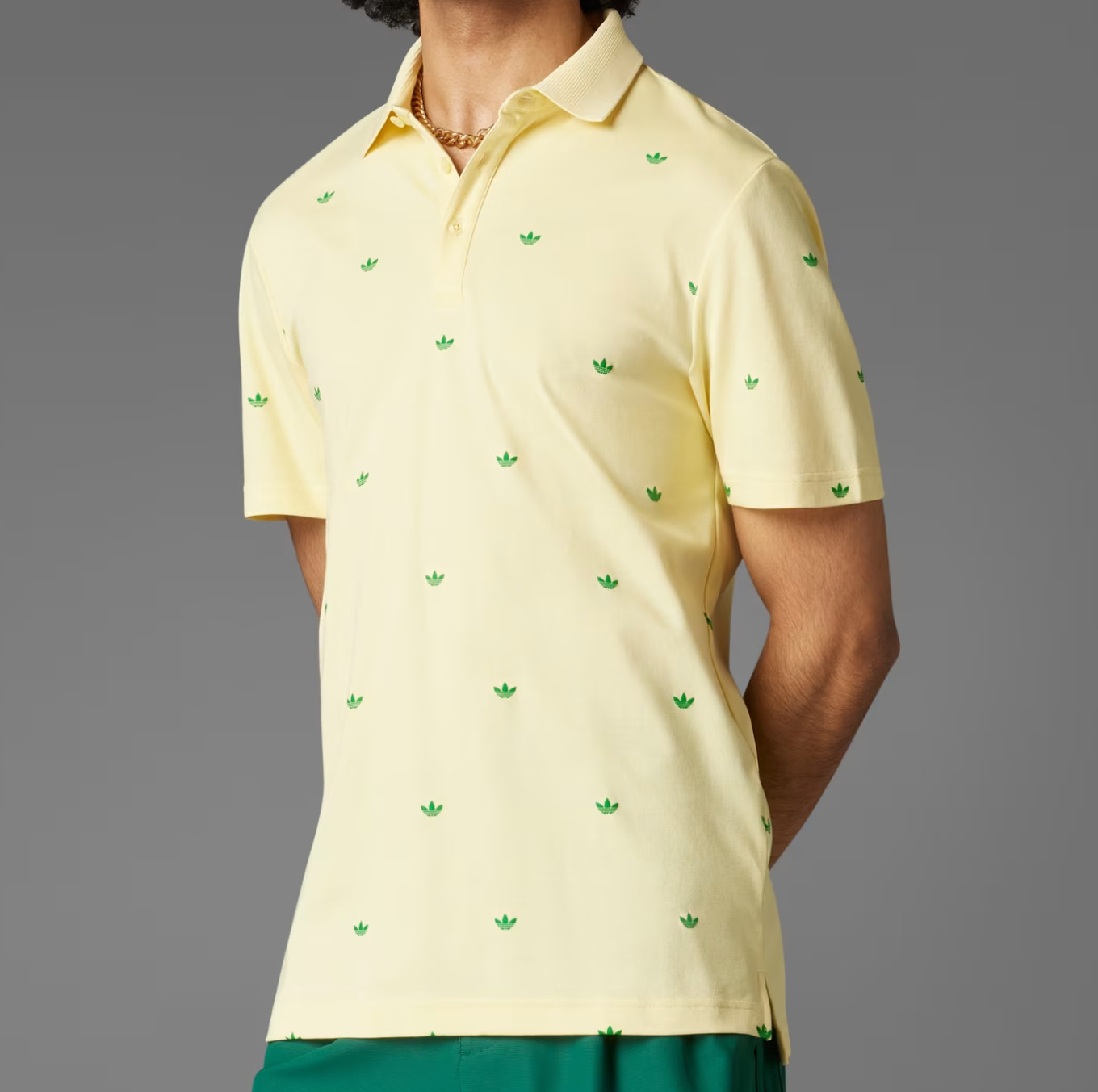 NEW MENS ADIDAS ORIGINALS TREFOIL POLO SHIRT ~SIZE LARGE  #JM8257 YELLOW/GREEN thumbnail 3