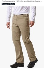 Craghoppers 32" Kiwi Pro Trousers "pebble" zip off convertible shorts stretch 