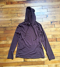 Women s Solid Brown Pullover Hoodie Drawstring Hood Long Sleeve, Size M