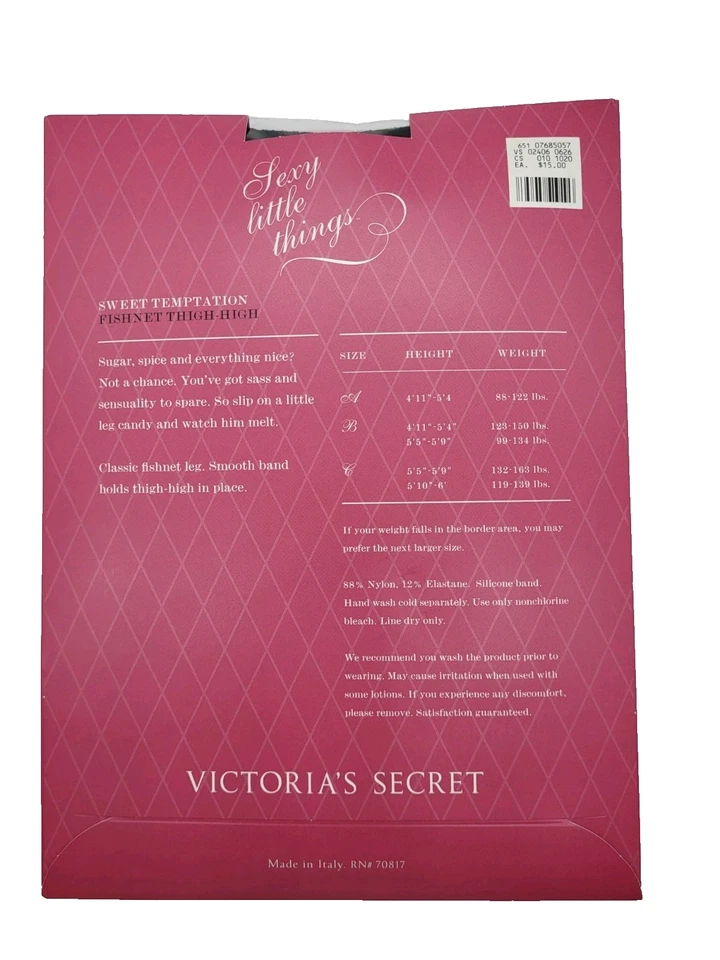 VTG Victoria’s Secret Fish Net Thigh Highs Smooth Band Black B Sexy Vixen NEW - Image 3 of 4