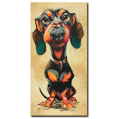 Acryl Bild Gemälde Modern Hund Dackel Tiere Porträt Abstrakt Original NOVAARTE - Bild 1 von 4