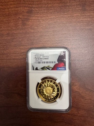 2025 W 1 Oz $100 Gold High Relief American Liberty NGC PF69